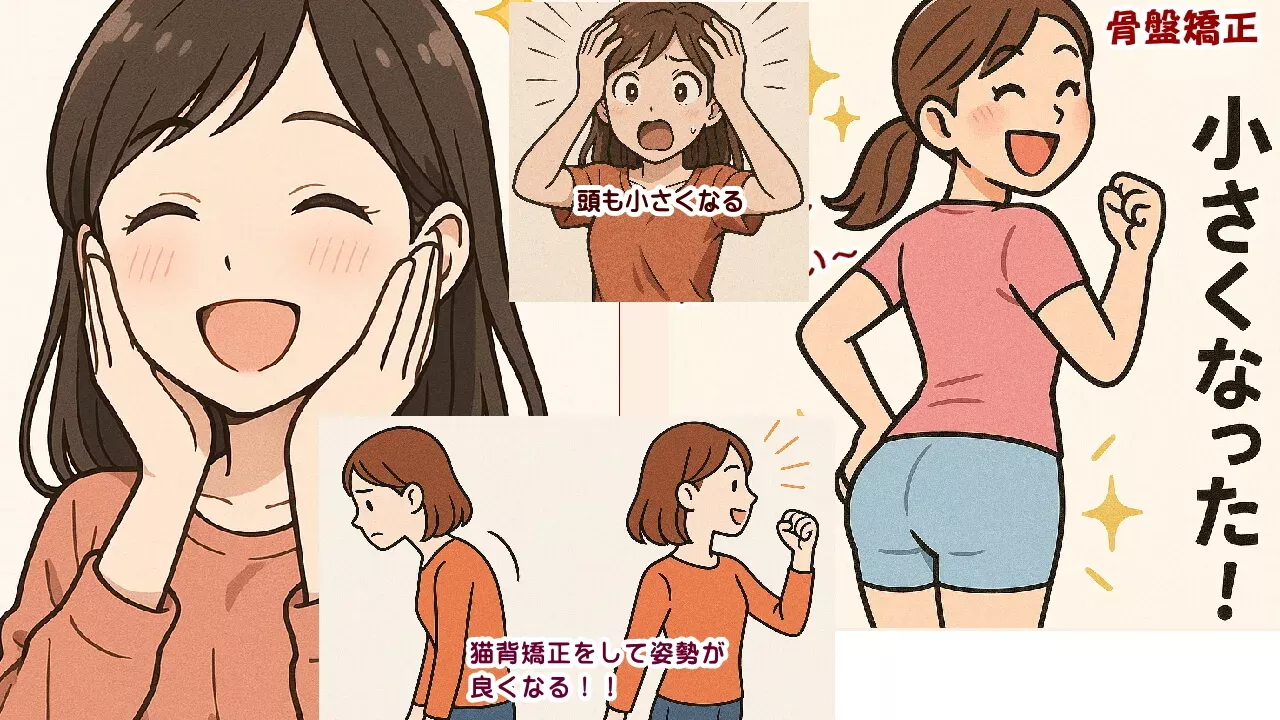 美容整体の顔を小さくする、骨盤も小さくする、姿勢を良くするには、北九州市小倉南区と小倉北区からも徳力整体院。