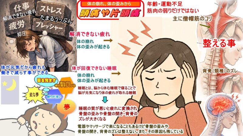 頭が痛くなるのは体の崩れ、体の歪み