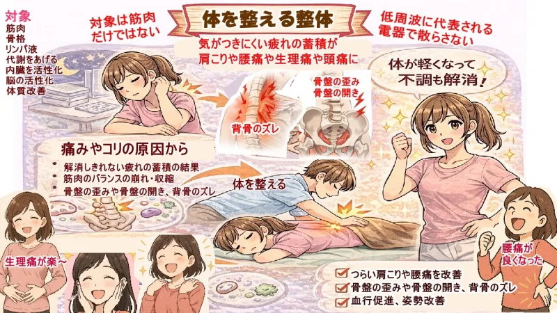 体の歪みや体の崩れを整えて痛みやコリを解消する徳力整体院