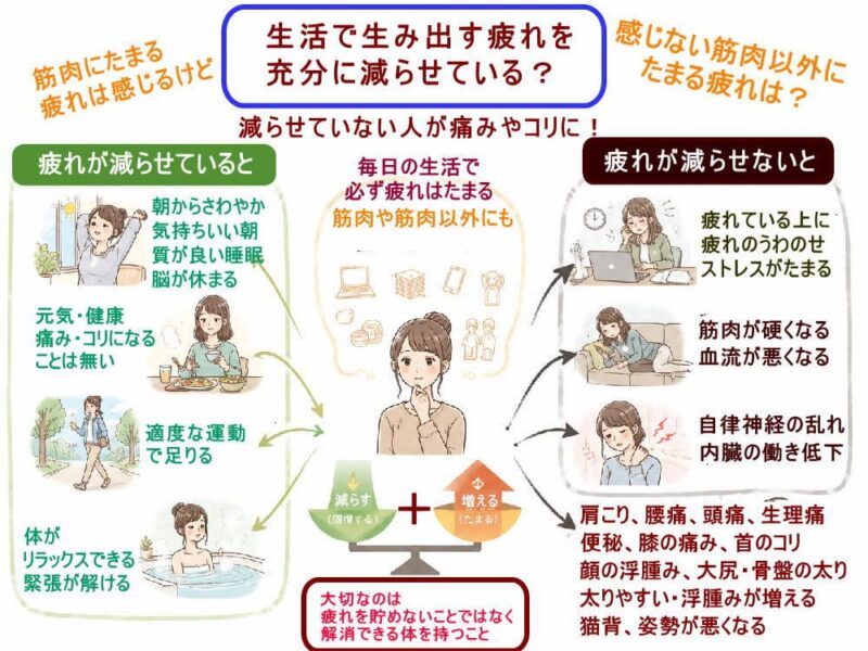 生活で常に新しく生み出される疲れの充分に減らさないと。北九州市・小倉の徳力整体院。