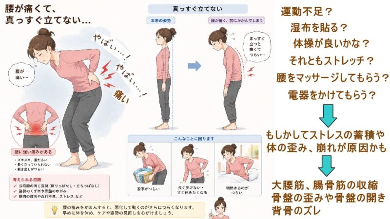 腰痛や腰が痛いは、日ごろの生活、仕事・体を動かすことで十分に減らすことができない疲れや疲労・ストレスの蓄積から北九州市・小倉の徳力整体院