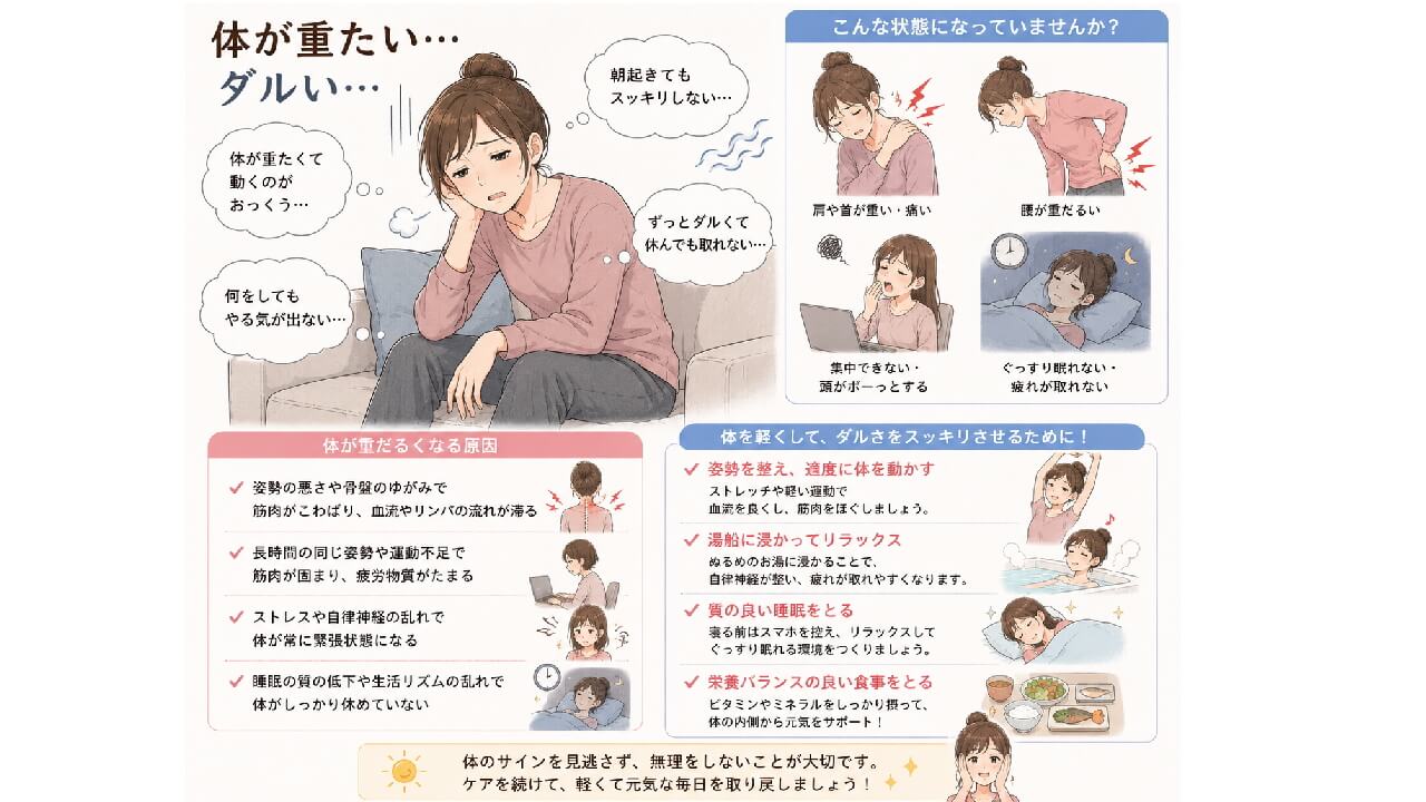 疲れや疲労・ストレスの蓄積が体がダルイ、重い、などを起こしている北九州市・小倉の徳力整体院