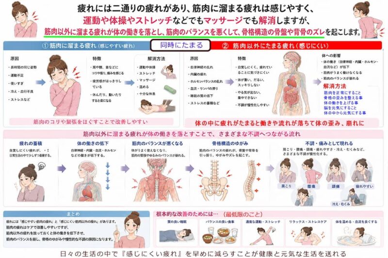 疲れには二通りのものがあり筋肉以外に蓄積するものが元気をなくしていく北九州市・小倉の徳力整体院