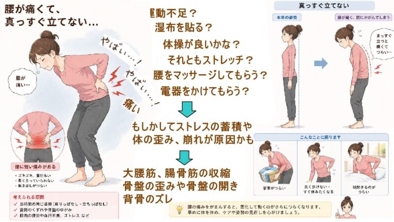 腰痛や腰が痛いが痛くなるのは気が付かない疲れの蓄積で宇体の歪み、崩れが起きているから。北九州市・小倉の徳力整体院