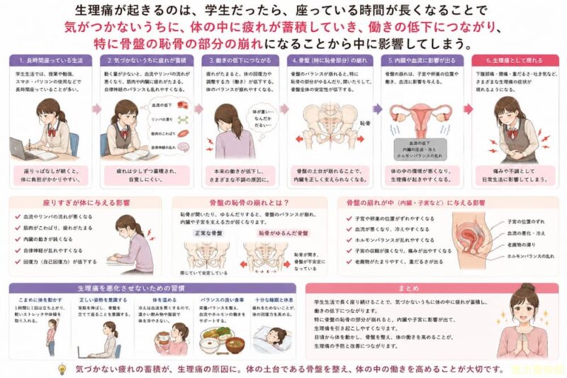 生理痛が起きる原因や理由は体の歪み、崩れから。北九州市・小倉の徳力整体院