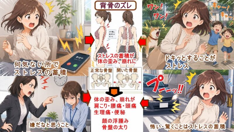 普段の生活で緊張する場面や怖い、びっくりしたことがストレスとしてたまり疲れになる