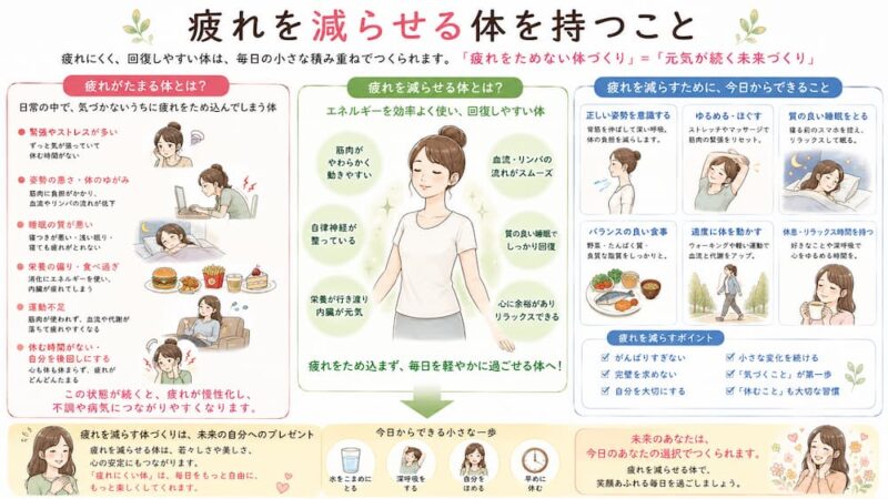 体に疲れを貯めても減らすことができる体を持つために。北九州市・小倉の徳力整体院